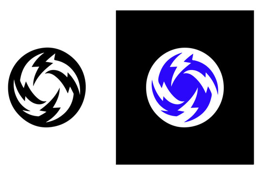 Abstract lightning bolt circle icon logo vector design element