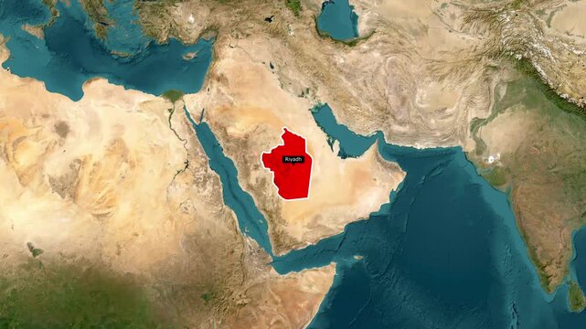 Riyadh Saudi Arabia Map Animation &ndash; City Location Highlight Geographic Visualization