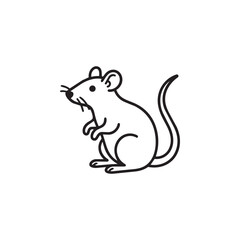 Fototapeta premium Cartoon rat black and white line drawing