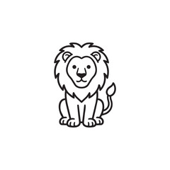 Obraz premium Cartoon lion black and white line drawing