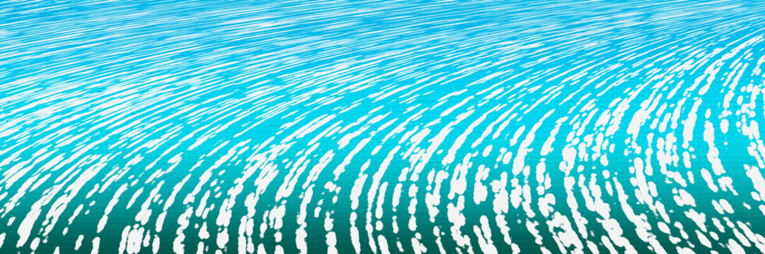 Abstract turquoise and emerald green linear background with a dynamic wave pattern and subtle gradient transition