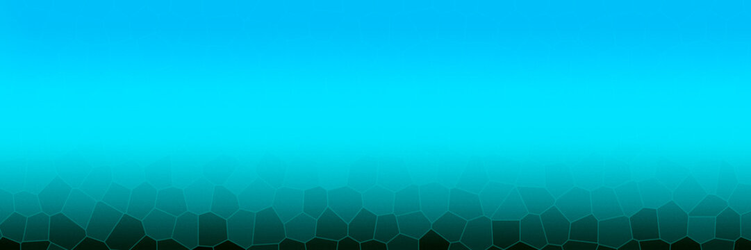 Gradient teal and turquoise abstract background with a hexagonal pattern at the bottom edge for modern digital designs