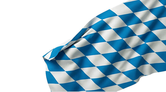 Close up view of bavarian blue diamond flag on transparent background