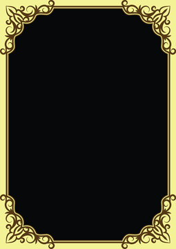 Elegant Gold Ornate Frame on Black Background
