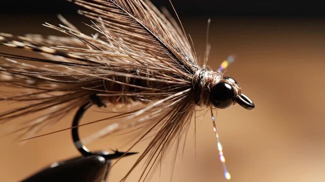 Close up of artificial fishing fly lure
