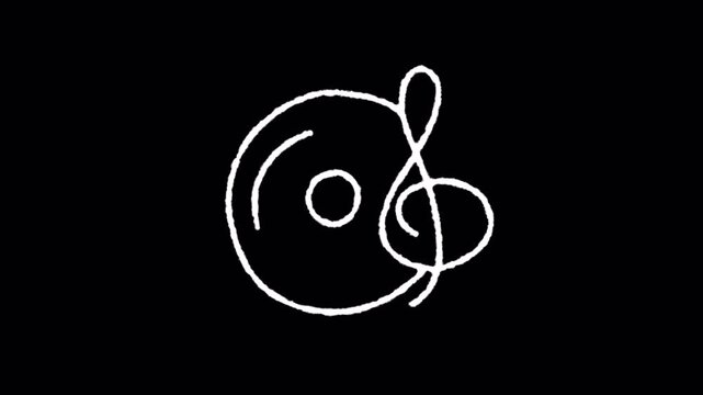 Minimalist Hand Drawn Musical Icon Animation Loop.
