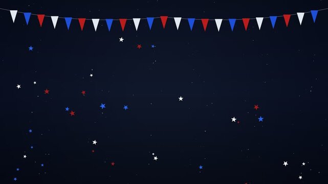 Patriotic bunting banner with falling star icons