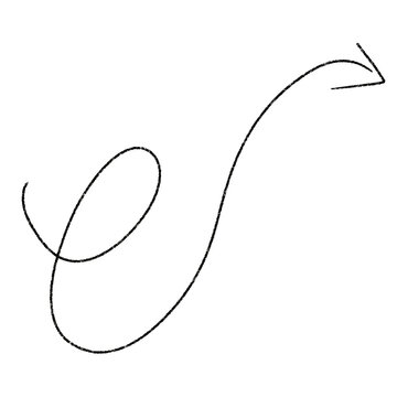 Black ink arrow swirls on white background, minimalist design. Simple line art motion graphic for flow, direction.