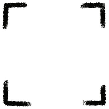 Black textured corner bracket sketch on plain white background. This minimalist graphic shows stylized