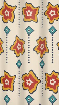 Abstract folk pattern with floral shapes