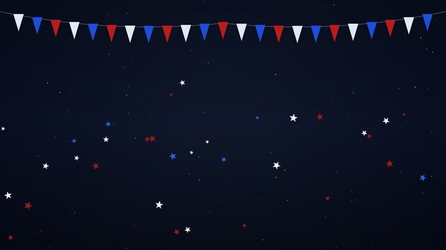Patriotic bunting flags with floating star icons