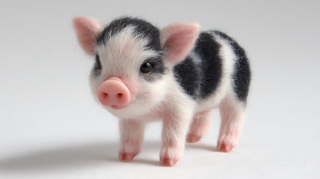 Cute Piglet Standing on White Background &ndash; Adorable Baby Pig Studio Animal Photography