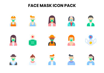 Fototapeta premium Face Mask Flat SVG Icons Pack