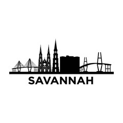 Obraz premium Savannah Georgia city skyline silhouette illustration