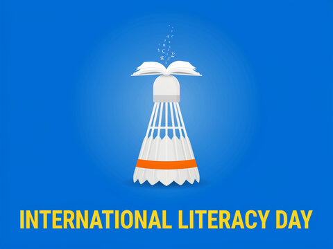 International literacy day creative concept illustration with a badminton shuttlecock turning into an open book education background learning illustration