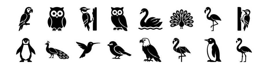 Fototapeta premium Minimalist Bird Silhouettes for Diversity, Adaptation, Freedom, and Natural Harmony on transparent background