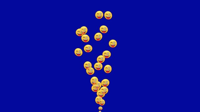 Negative emoji on social media: animation of an angry emoji rising from bottom to top on a green chroma key background, messenger concept for layout and motion design