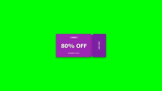 80 percent off purple discount ticket animation