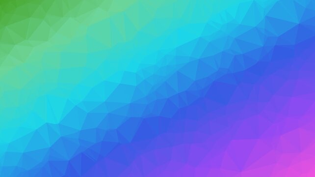 Geometric triangle polygon background with soft gradient transition of vibrant green cyan blue and purple for modern tech digital design template.