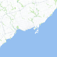 Fototapeta premium Minimal vector city map of Toronto with streets, parks and Lake Ontario shoreline