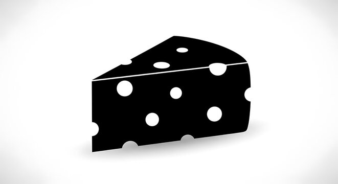 Black and white minimalist wedge of Swiss cheese icon