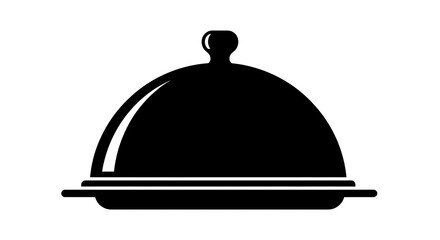 Fototapeta premium Black silhouette of a food serving cloche and tray icon