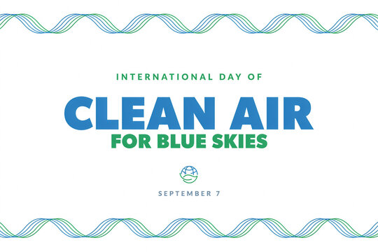 International day of clean air for blue skies typography poster with abstract wavy lines on white background air quality environment pollution atmosphere