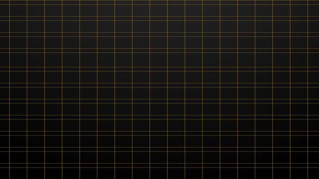 Premium luxury technology background featuring glowing gold grid lines on dark black gradient, moving horizontal and vertical grid animation, futuristic digital design, seamless 4K footage