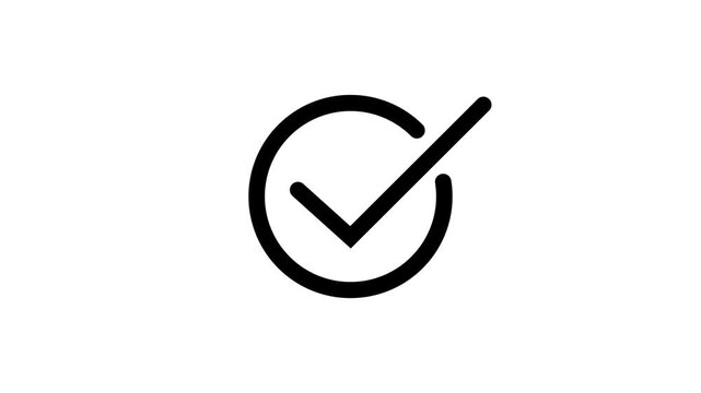 Minimalist animated checkmark smooth success confirmation isolated black and white ui for web and app