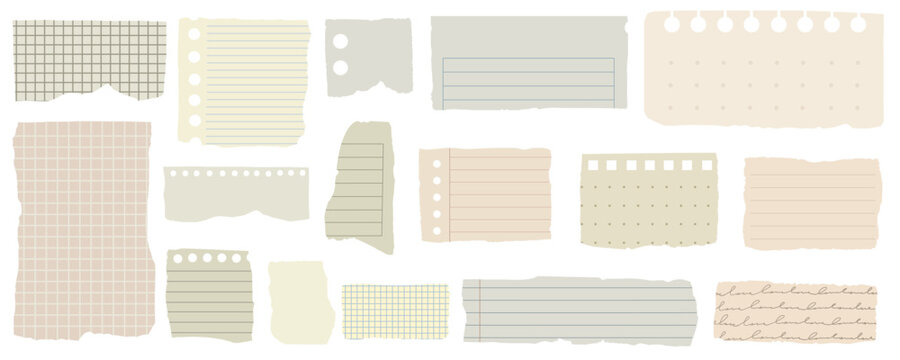 White grid checkered notebook journal paper piece. Blank math sheet of paper. Realistic ripped collage scrapbook texture background, graph paper, adhesive tape, diy design elements