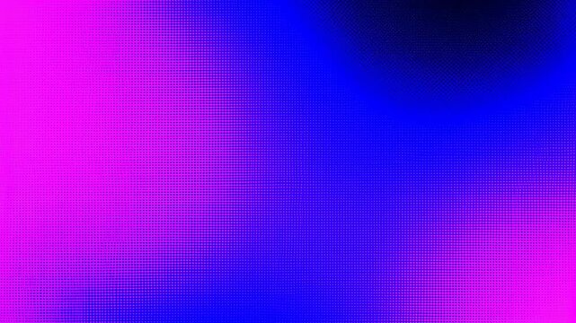 Abstract animation of shifting blue and magenta pixelated gradient colors. Animated technology scene combines color gradient and pixel pattern with pixelation.