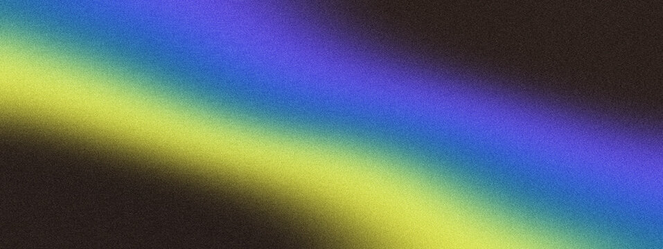 Glitchy multicolored gradient with yellow blue purple hues on black background with distortion abstract colorful digital vibrant visual effect with error noise grain texture