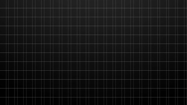 Animated black gradient background with moving horizontal and vertical grid lines, dark monochrome technology pattern, seamless loopable 4K motion graphics footage