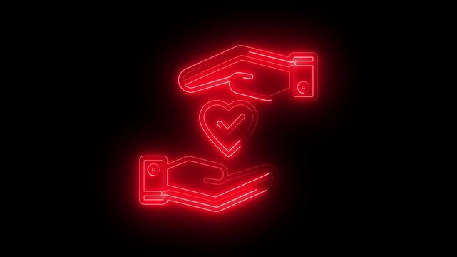 Glowing red neon number 23 with heart symbol on dark background for sports or romance themes