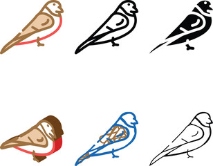 Naklejka premium bullfinch bird color icon vector. variety bullfinch bird sign. isolated symbol illustration