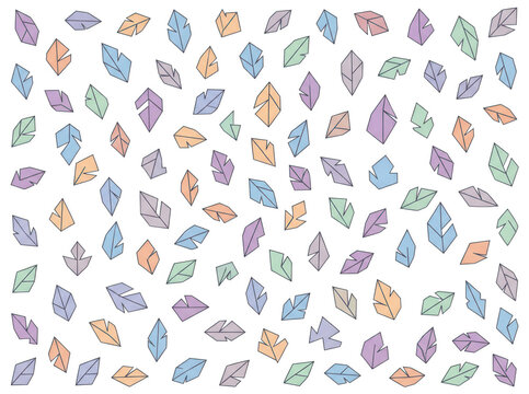 Un motif r&eacute;p&eacute;titif &eacute;l&eacute;gant compos&eacute; de petites feuilles stylis&eacute;es aux couleurs pastel douces, id&eacute;al pour des arri&egrave;re-plans d&eacute;coratifs, du papier peint ou des projets de design graphique cr&eacute;atifs.