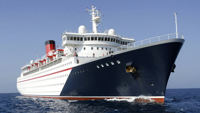 Majestic antique cruise ship in bright daylight