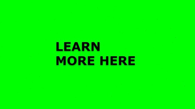 Learn more here text animation on green screen