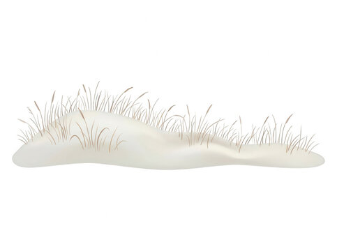 Illustration vectorielle d'une dune de sable isol&eacute;e avec de l'herbe sauvage poussant sur le dessus, id&eacute;ale pour les designs de plage, de d&eacute;sert ou de paysages c&ocirc;tiers minimalistes.