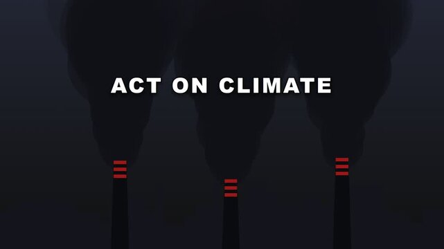 Act on climate text with animated warning lights