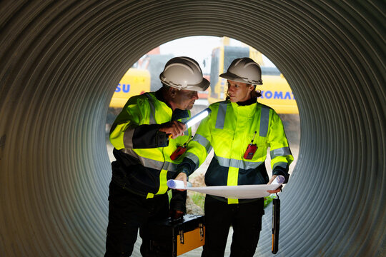 Industrial engineers who inspect large utility pipes inside or in tunnels used for water systems.