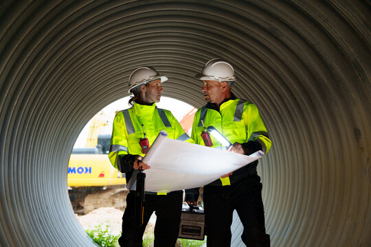 Industrial engineers who inspect large utility pipes inside or in tunnels used for water systems.