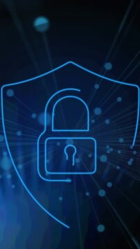 Animation of padlock icon over light trails