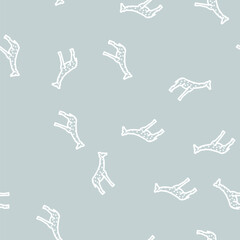 Naklejka premium giraffe animal line seamless pattern giraffe animal thin line illustration