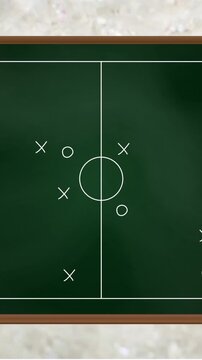 Animation of game plan on green board over grey background