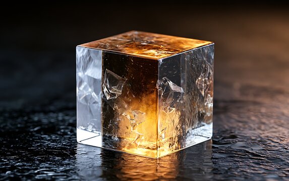 Abstract glass prism with amber light refraction, psychological ptsd and trauma awareness concept