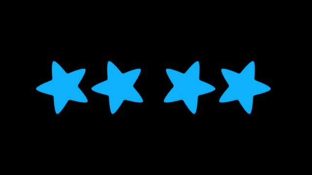 Animated four star rating icon with elegant blue and gold stars on green background, customer feedback and product review concept, business satisfaction symbol, seamless 4K animation