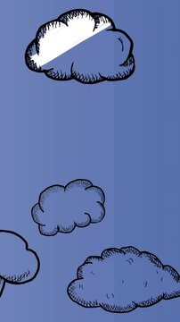 Hand-drawn clouds animating on blue gradient background