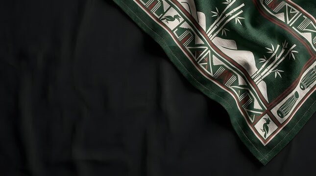 Mizoram state flag waving in wind with intricate Mizo tribal patterns and vibrant green design