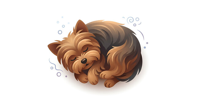 Cute yorkie vector sleeping puppy illustration